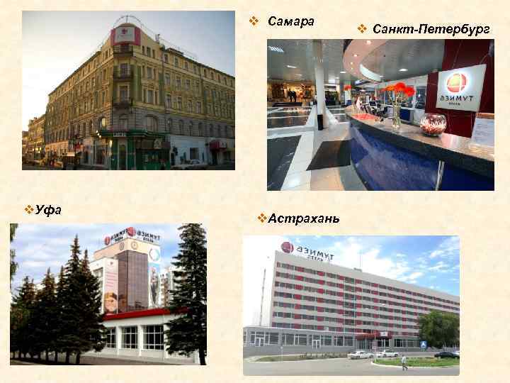 v Самара v. Уфа v. Астрахань v Санкт-Петербург 