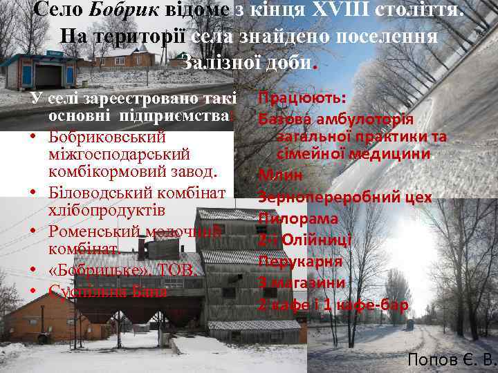 Село Бобрик відоме з кінця XVIII століття. На території села знайдено поселення Залізної доби.