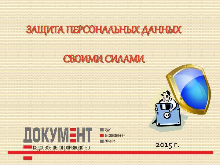 ЗАЩИТА ПЕРСОНАЛЬНЫХ ДАННЫХ СВОИМИ СИЛАМИ 2015 г. 