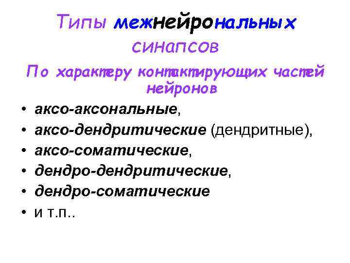 Межнейронные синапсы. Виды межнейрональных синапсов. Классификация межнейронных синапсов. Межнейрональные синапсы типы. Классификация межнейронных синапсов примеры.