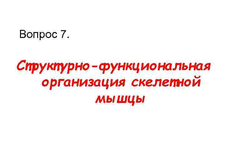 Вопрос 7. Структурно-функциональная организация скелетной мышцы 
