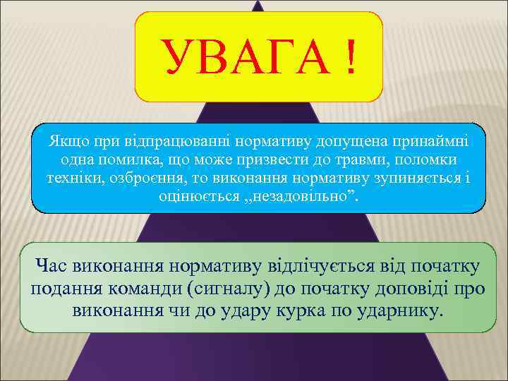 УВАГА ! Якщо при відпрацюванні нормативу допущена принаймні одна помилка, що може призвести до