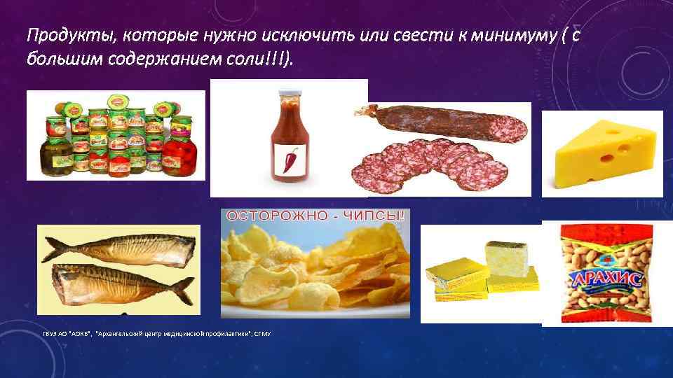 Продукт содержащий наибольшее количество соли