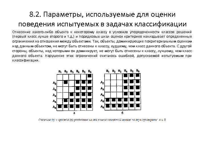 8. 2. Параметры, используемые для оценки поведения испытуемых в задачах классификации Отнесение какого либо