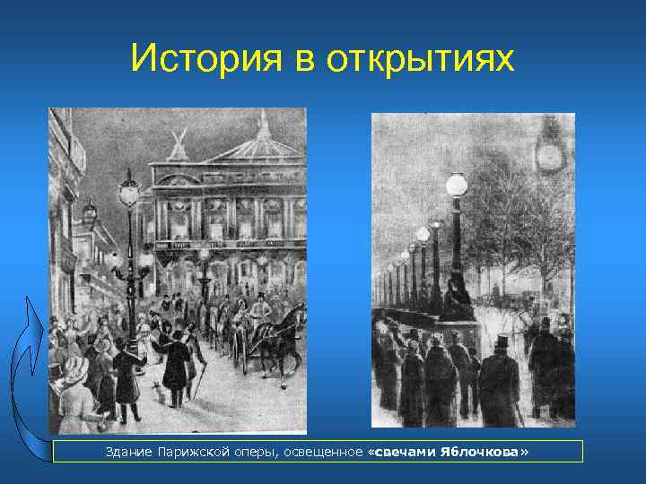 История в открытиях Здание Парижской оперы, освещенное «свечами Яблочкова» 