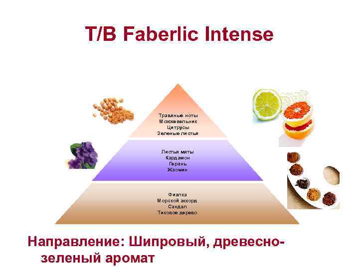 Т/В Faberlic Intense Травяные ноты Можжевельник Цитрусы Зеленые листья Листья мяты Кардамон Герань Жасмин
