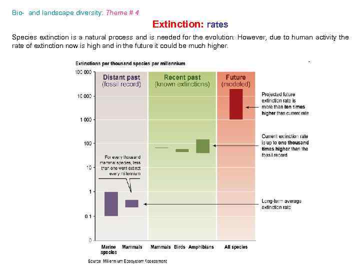 Bio- and landscape diversity: Theme # 4 Extinction: rates Species extinction is a natural