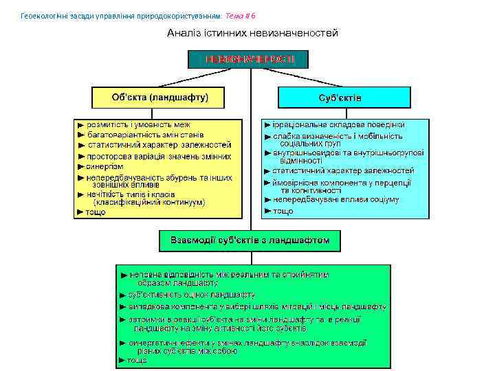 Геоекологічні засади управління природокористуванням: Tема # 6 Аналіз істинних невизначеностей 