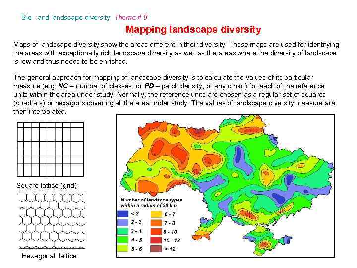 Bio- and landscape diversity: Theme # 8 Mapping landscape diversity Maps of landscape diversity