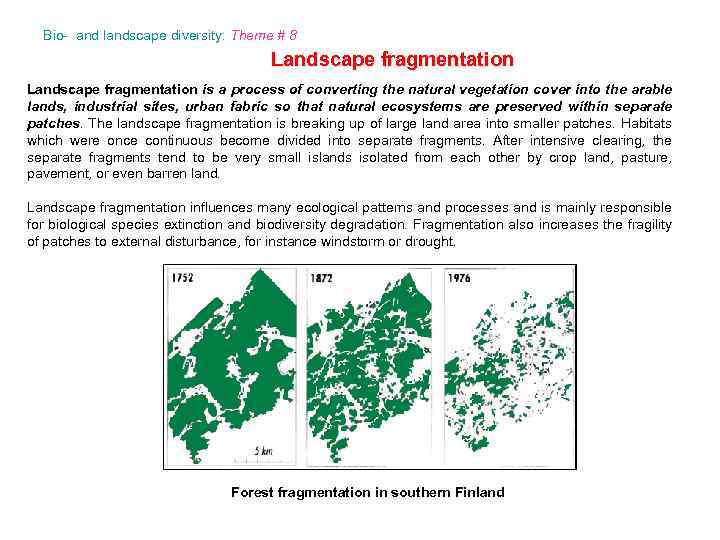 Bio- and landscape diversity: Theme # 8 Landscape fragmentation is a process of converting