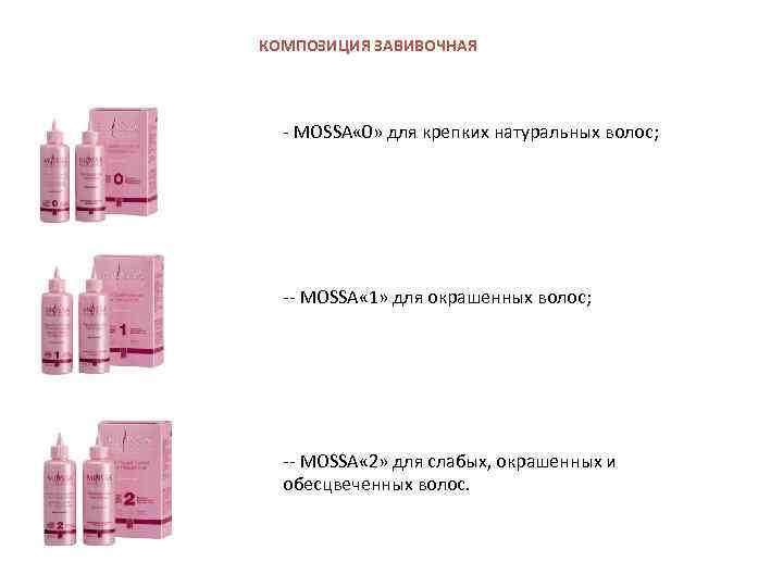 КОМПОЗИЦИЯ ЗАВИВОЧНАЯ - MOSSA « 0» для крепких натуральных волос; -- MOSSA « 1»