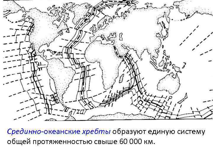 Срединно-океанские хребты образуют единую систему общей протяженностью свыше 60 000 км. 