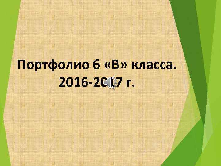 Портфолио 6 «В» класса. 2016 -2017 г. 