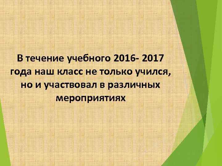 В течение учебного 2016 - 2017 года наш класс не только учился, но и