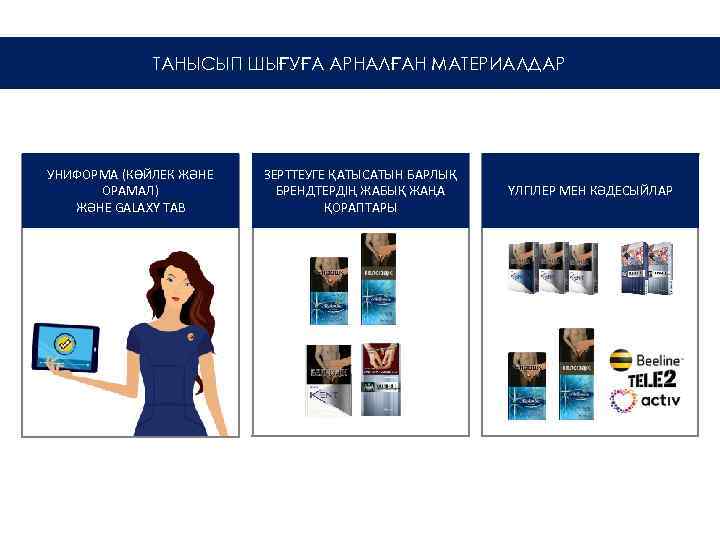 ТАНЫСЫП ШЫҒУҒА АРНАЛҒАН МАТЕРИАЛДАР УНИФОРМА (КӨЙЛЕК ЖӘНЕ ОРАМАЛ) ЖӘНЕ GALAXY TAB ЗЕРТТЕУГЕ ҚАТЫСАТЫН БАРЛЫҚ