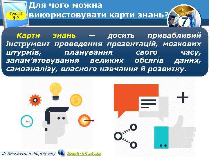 Розділ 2 § 9 Для чого можна використовувати карти знань? 7 Карти знань —
