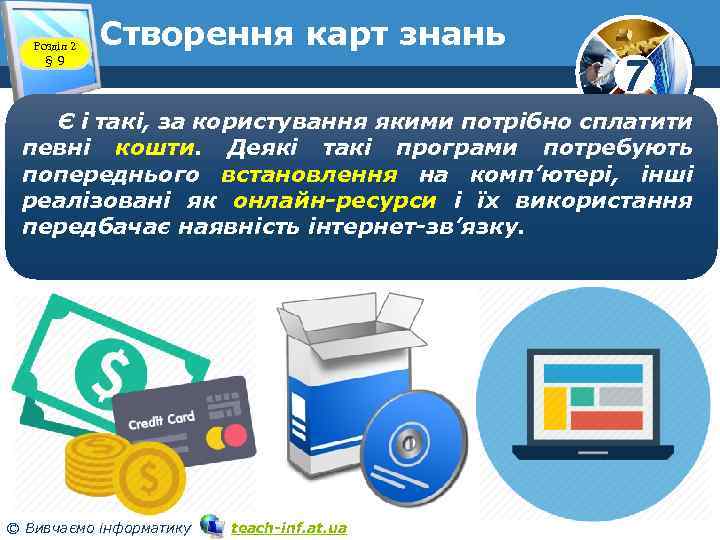 Розділ 2 § 9 Cтворення карт знань 7 Є і такі, за користування якими