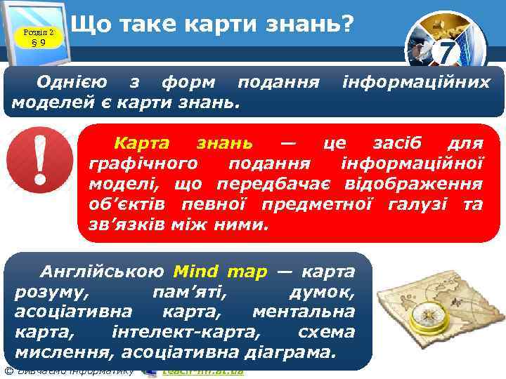 Розділ 2 § 9 Що таке карти знань? Однією з форм подання моделей є