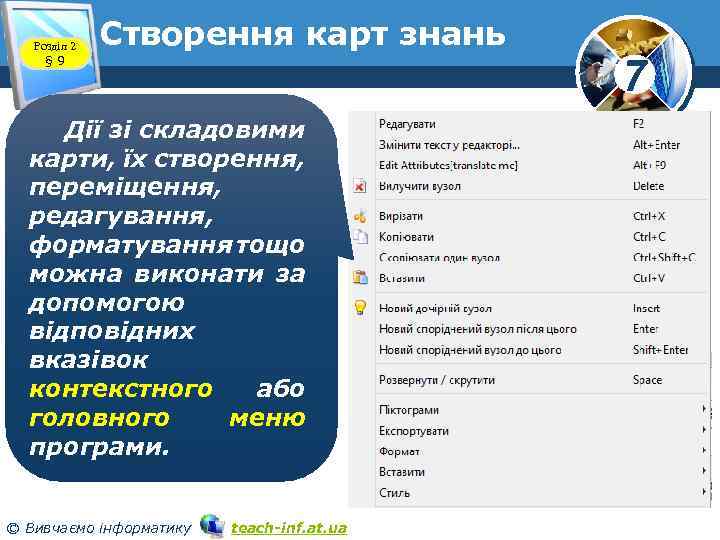 Розділ 2 § 9 Cтворення карт знань Дії зі складовими карти, їх створення, переміщення,