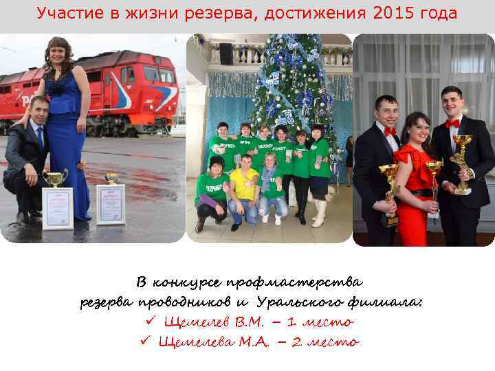 Участие в жизни резерва, достижения 2015 года В конкурсе профмастерства резерва проводников и Уральского