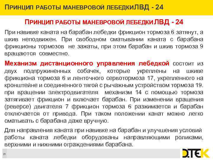 ПРИНЦИП РАБОТЫ МАНЕВРОВОЙ ЛЕБЕДКИ ВД - 24 Л ПРИНЦИП РАБОТЫ МАНЕВРОВОЙ ЛЕБЕДКИ ЛВД -