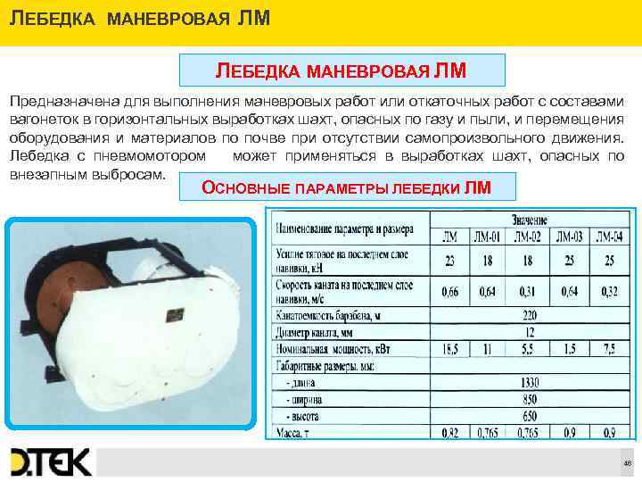 ЛЕБЕДКА МАНЕВРОВАЯ М Л ЛЕБЕДКА МАНЕВРОВАЯ ЛМ Предназначена для выполнения маневровых работ или откаточных