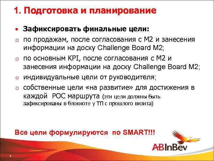 1. Подготовка и планирование • Зафиксировать финальные цели: o по продажам, после согласования с
