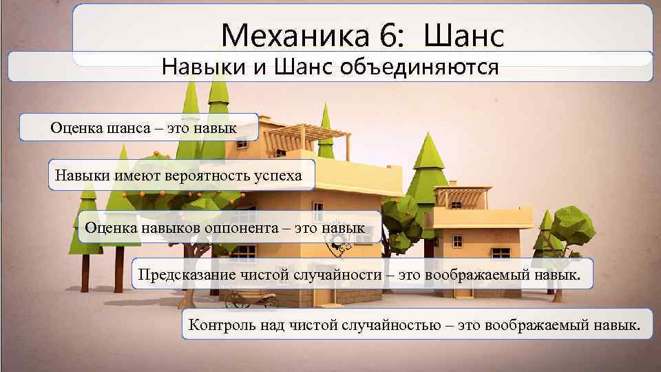 Механика 6: Шанс Навыки и Шанс объединяются Оценка шанса – это навык Навыки имеют