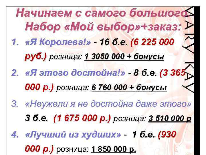 Начинаем с самого большого. Набор «Мой выбор» +заказ: 1. «Я Королева!» - 16 б.