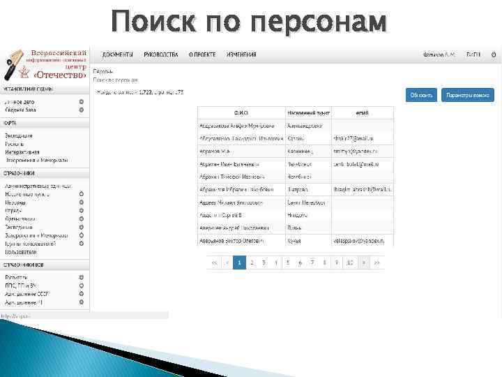 Поиск по персонам 