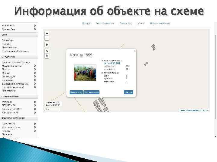 Информация об объекте на схеме 