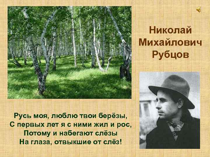 Николай Михайлович Рубцов Русь моя, люблю твои берёзы, С первых лет я с ними