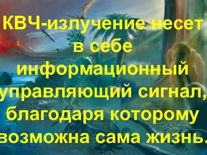 КВЧ-излучение несет в себе информационный управляющий сигнал, благодаря которому возможна сама жизнь. 