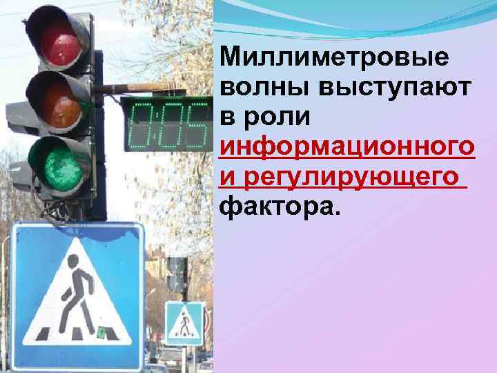 Миллиметровые волны выступают в роли информационного и регулирующего фактора. 
