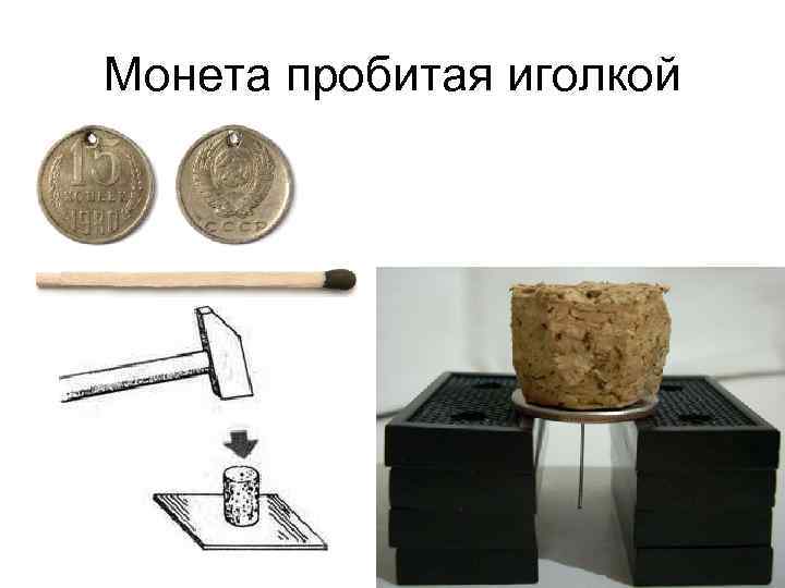 Монета пробитая иголкой 