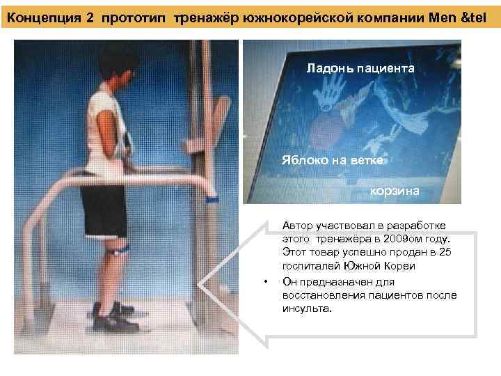 Концепция 2 прототип тренажёр южнокорейской компании Men &tel Ладонь пациента Яблоко на ветке корзина