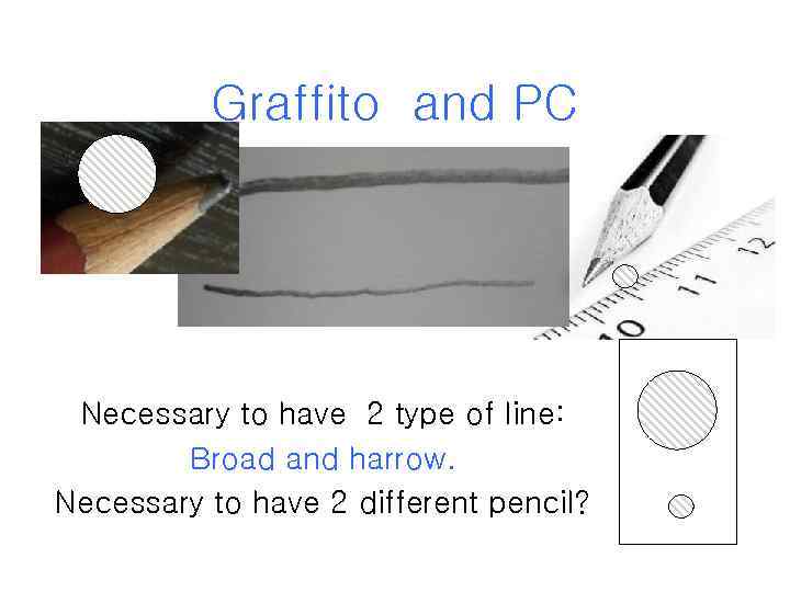 Graffito and PC Necessary to have 2 type of line: Broad and harrow. Necessary