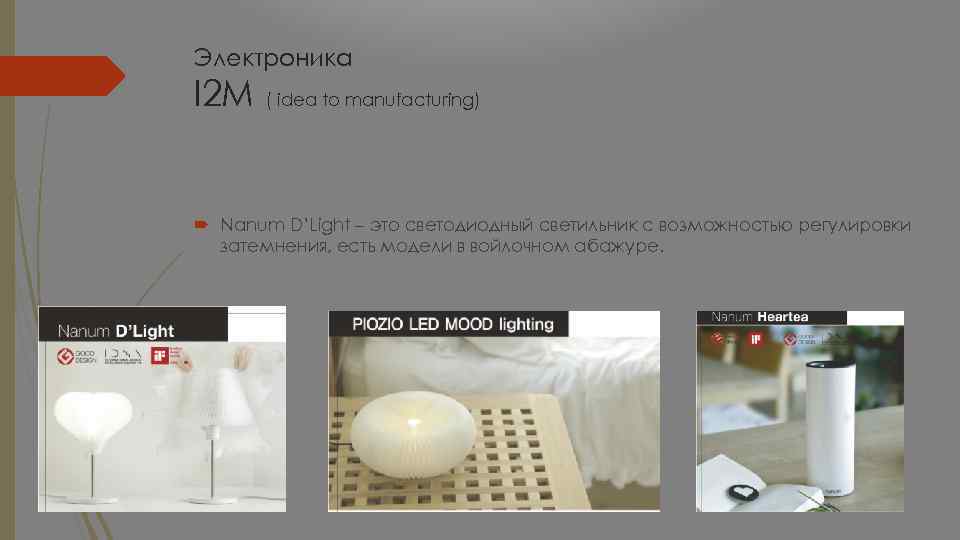 Электроника I 2 M ( idea to manufacturing) Nanum D’Light – это светодиодный светильник