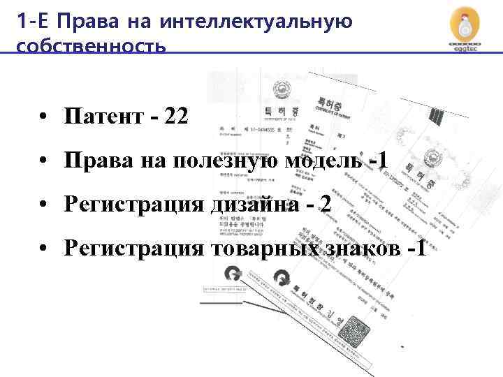 1 -E Права на интеллектуальную собственность • Патент - 22 • Права на полезную