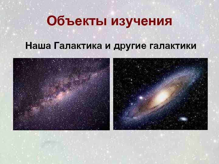 Объекты изучения Наша Галактика и другие галактики 