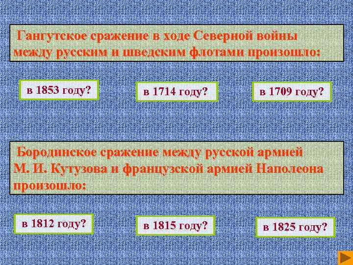 Гангутское сражение в ходе Северной войны между русским и шведским флотами произошло: в 1853