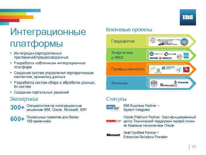 Интеграционные платформы § Интеграция корпоративных приложений/процессов/данных § Разработка «облачных» интеграционных платформ § Создание систем