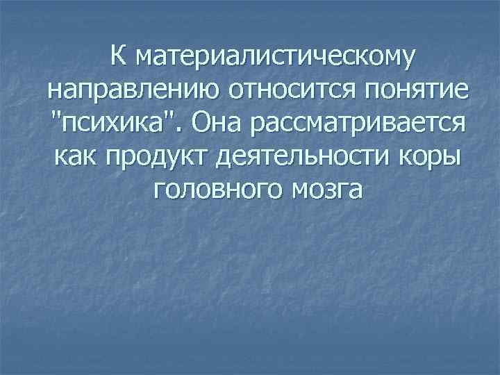 К материалистическому направлению относится понятие 
