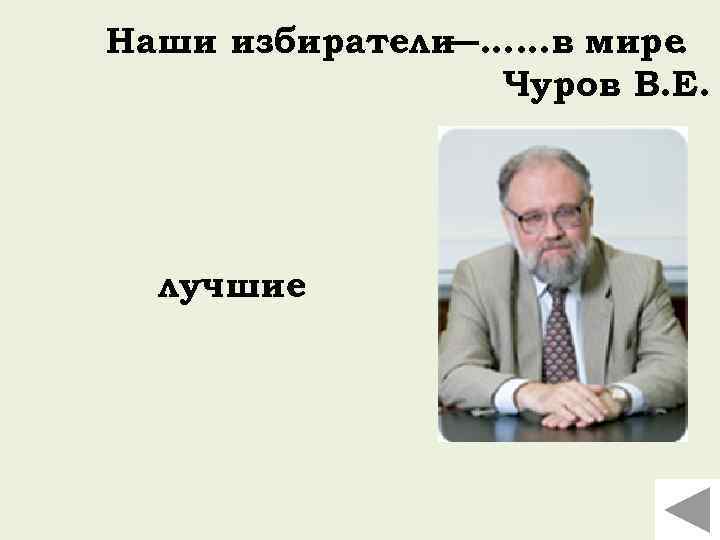 Наши избиратели —……в мире. Чуров В. Е. лучшие 