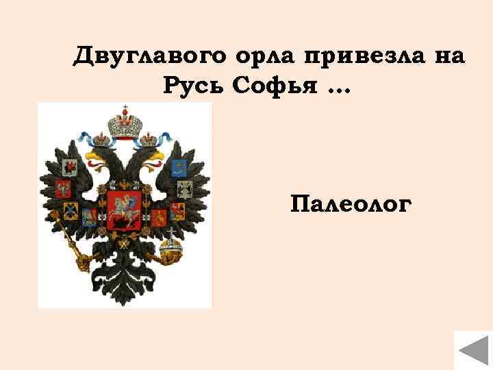 Двуглавого орла привезла на Русь Софья. . . Палеолог 