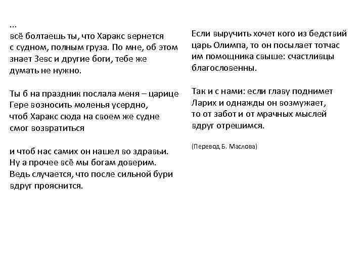 . . . всё болтаешь ты, что Харакс вернется с судном, полным груза. По