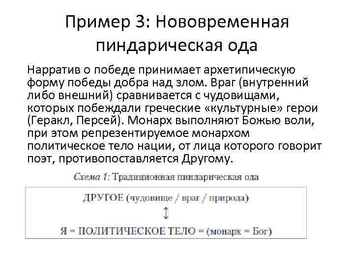 Пример 3: Нововременная пиндарическая ода Нарратив о победе принимает архетипическую форму победы добра над