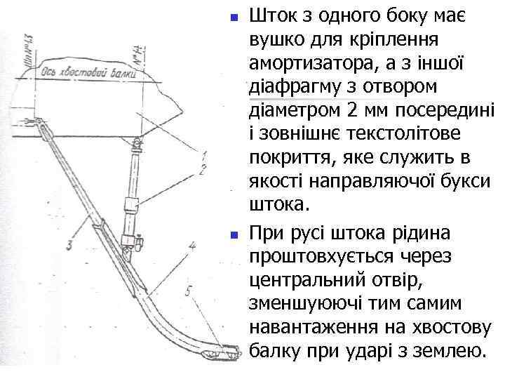 n n Шток з одного боку має вушко для кріплення амортизатора, а з іншої