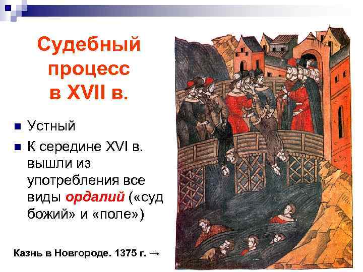 Судебный процесс в XVII в. n n Устный К середине XVI в. вышли из