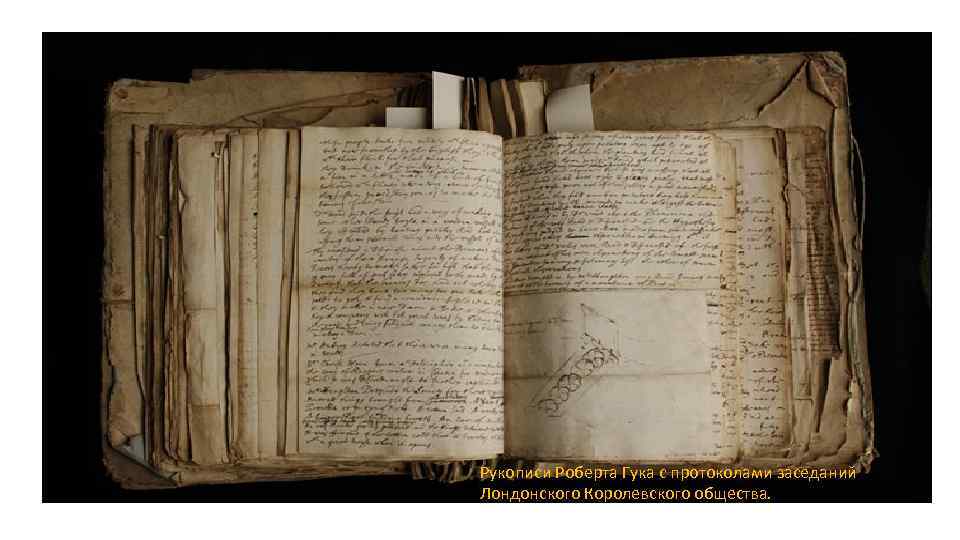  Рукописи Роберта Гука с протоколами заседаний Лондонского Королевского общества. 